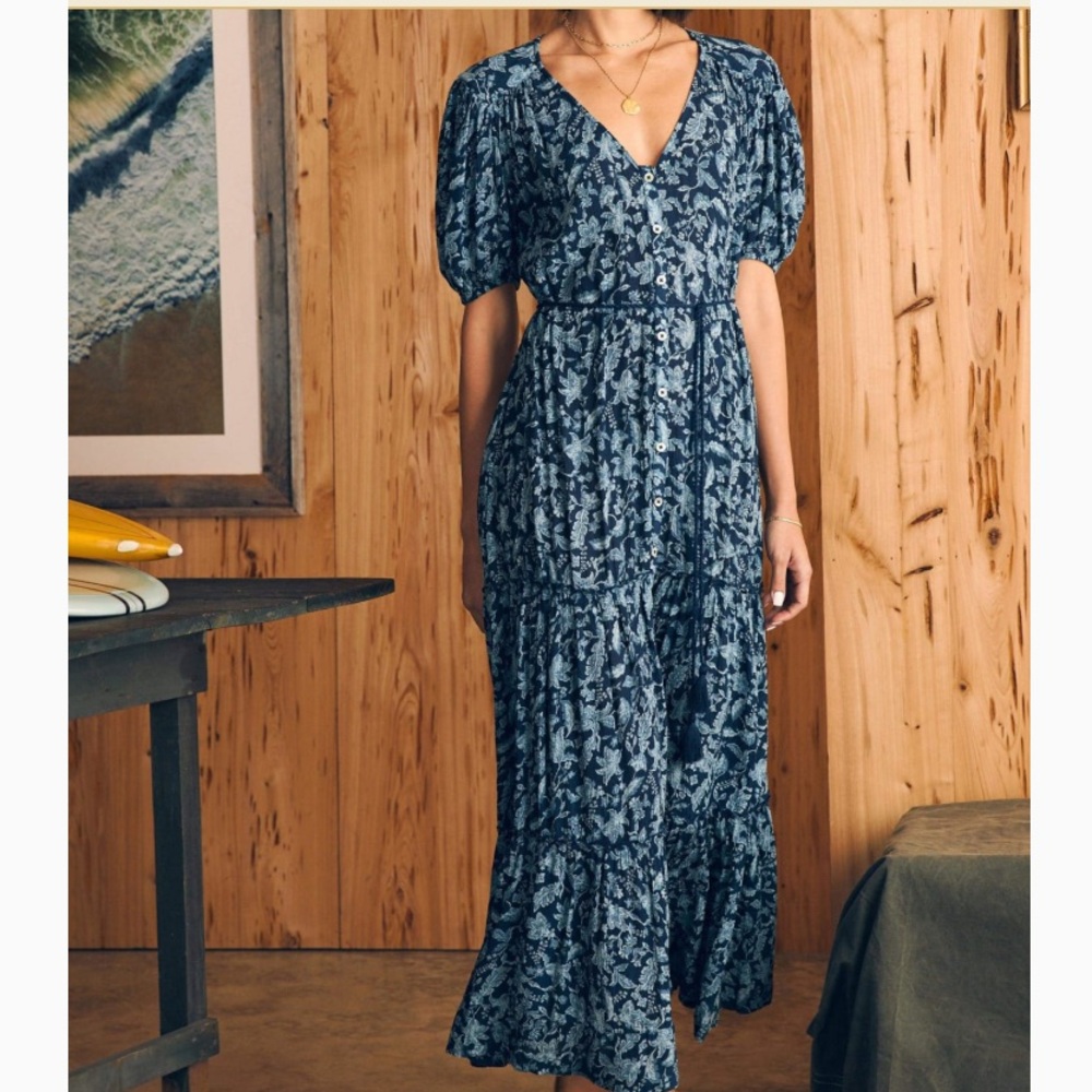 Faherty Women’s Orinda Maxi Dress Viscose Blue Size XS